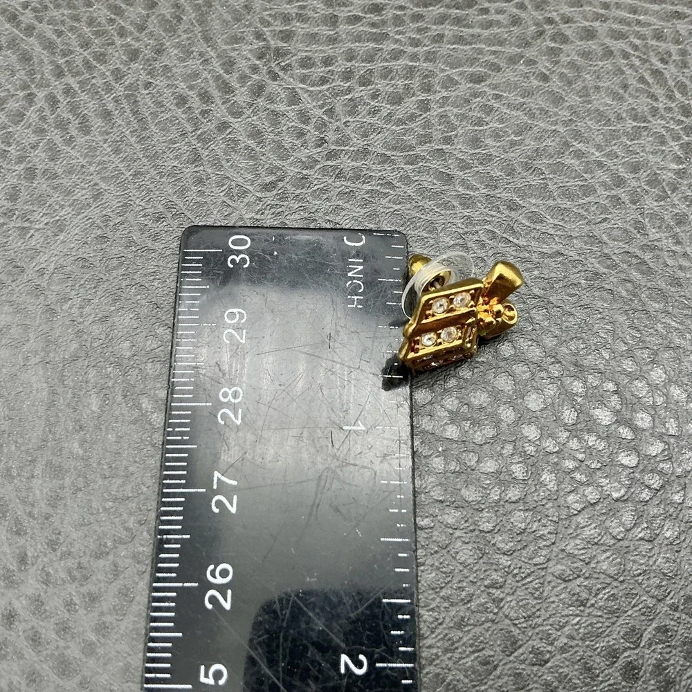 Avon Gold Tone Rhinestone Gift Box Present Stud Earrings‎ Christmas Holiday